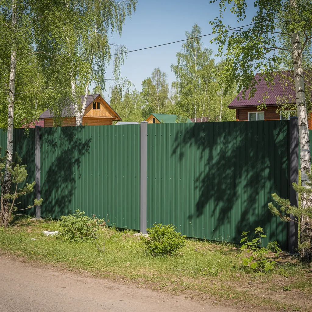 Забор из профнастила в дачном поселке Берёзовая роща Тверь