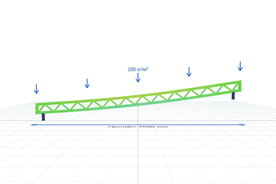Ферма навеса 7600×11600 мм — расчёт и изготовление в Твери, ZaborTver — спереди, миниатюра
