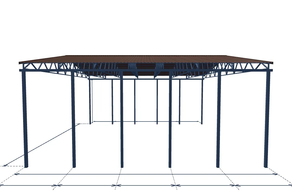 Автомобильный навес 10000×10000 мм — сбоку, миниатюра