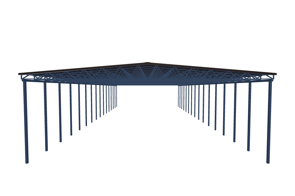 Автомобильный навес 11780×30000 мм — спереди, миниатюра
