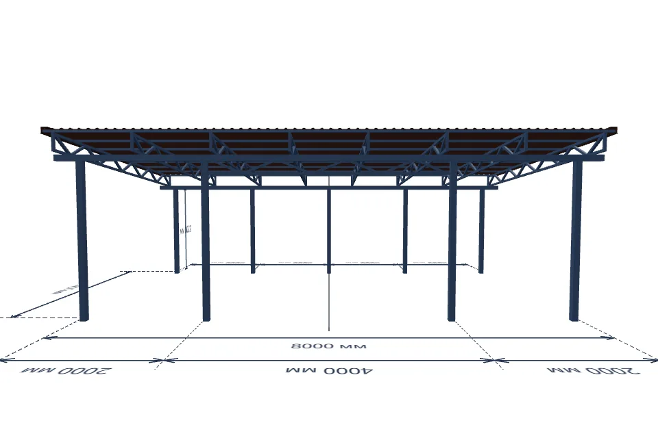 Автомобильный навес 4700×8000 мм — сбоку, миниатюра