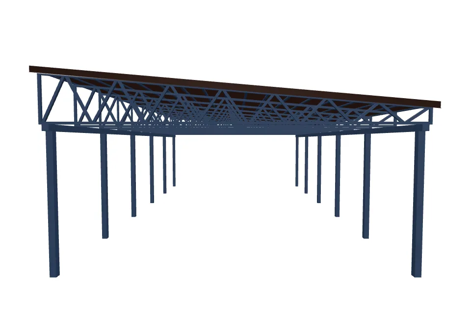 Автомобильный навес 5500×10000 мм — спереди, миниатюра