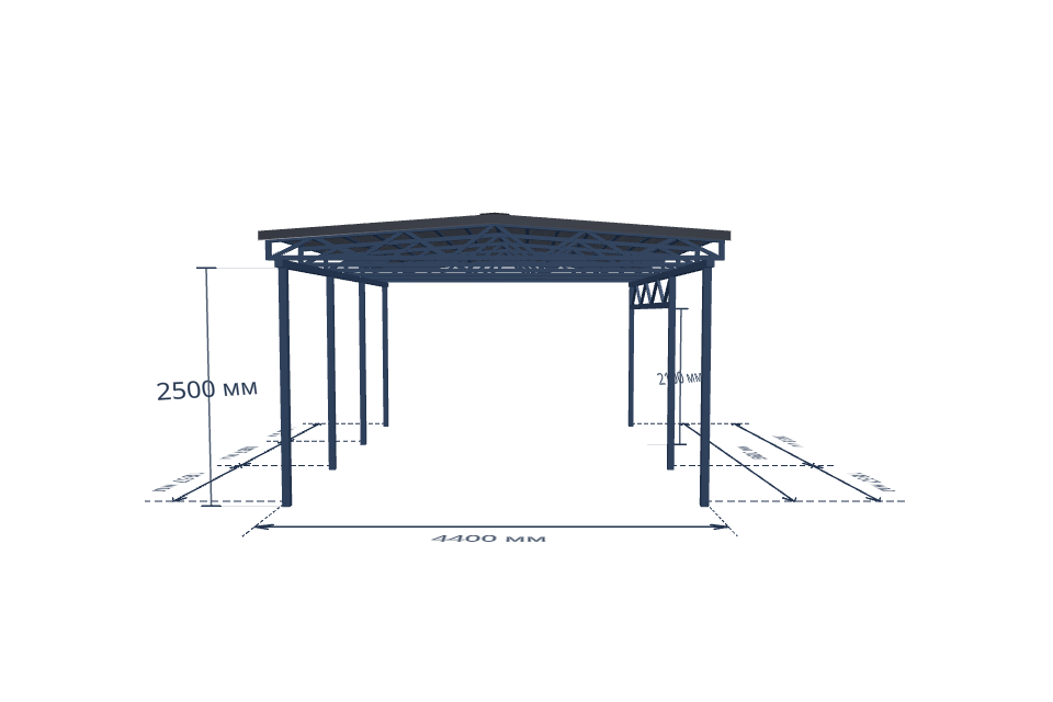 Автомобильный навес 4400×5600 мм — спереди, миниатюра