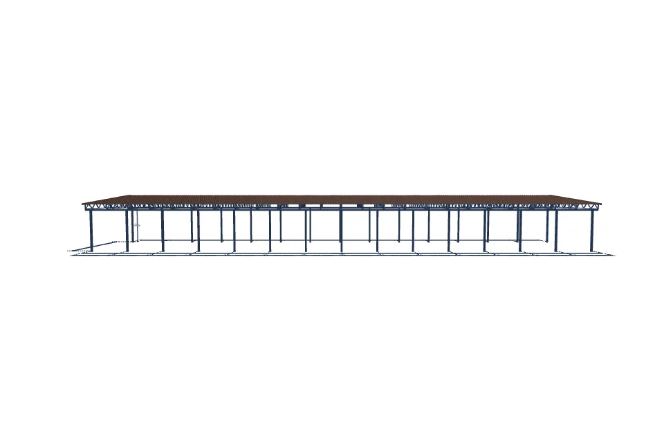 Автомобильный навес 5500×28000 мм — сбоку, миниатюра