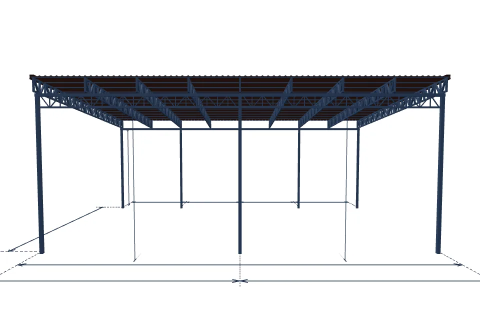 Автомобильный навес 6000×10000 мм — сбоку, миниатюра