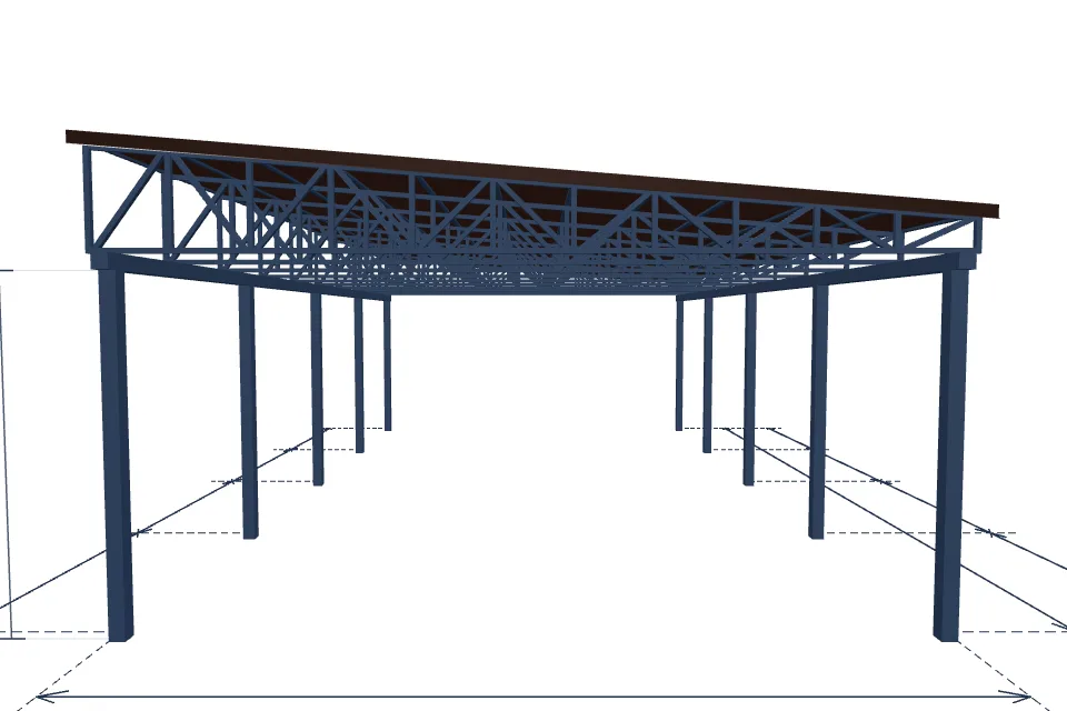 Автомобильный навес 6000×10200 мм — спереди, миниатюра