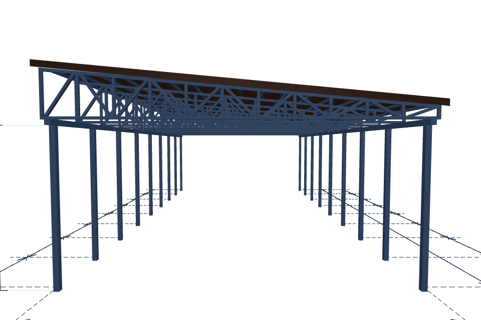 Автомобильный навес 5093×10000 мм — спереди, миниатюра