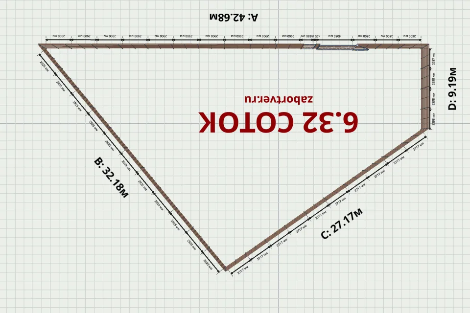 Евроштакетник 111,22 м — сверху, миниатюра