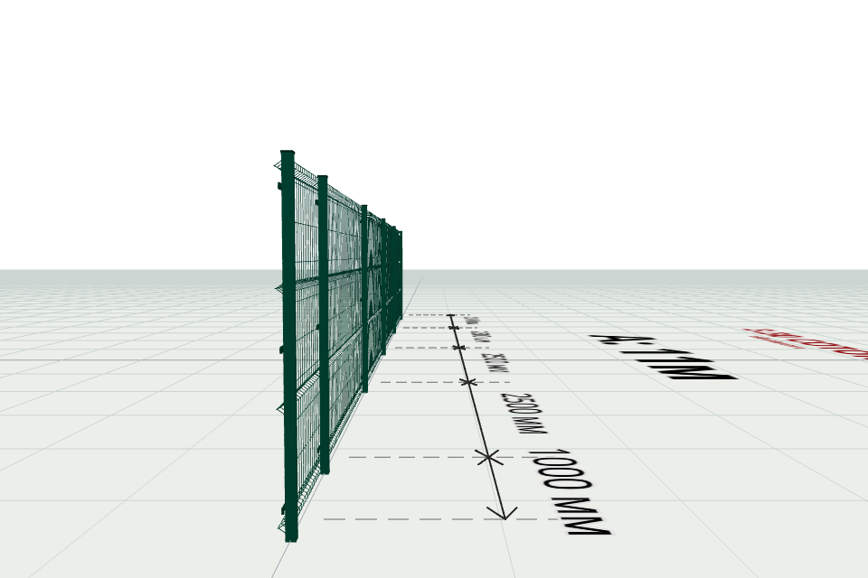 3D забор 11 м — сбоку, миниатюра